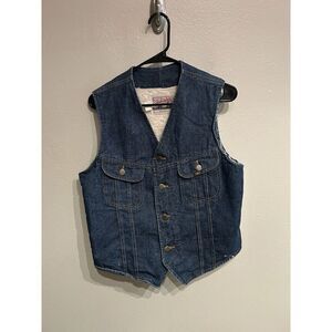 Vintage Lee Denim Storm Rider Denim Vest Mens Small 80s 90s Western Rodeo
